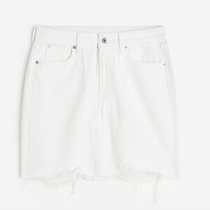 White Denim High Waisted Skirt